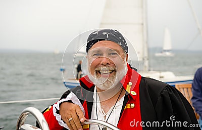 Smiling pirate skipper Stock Photo