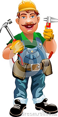 Smiling plumber Stock Photo