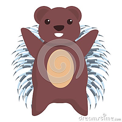 Smiling porcupine icon, cartoon style Vector Illustration