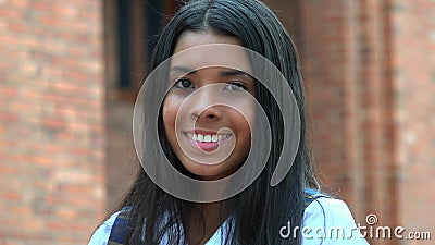 Smiling Pretty Hispanic Female Teen Stock Photo