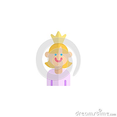 Smiling Princess flat icon Vector Illustration
