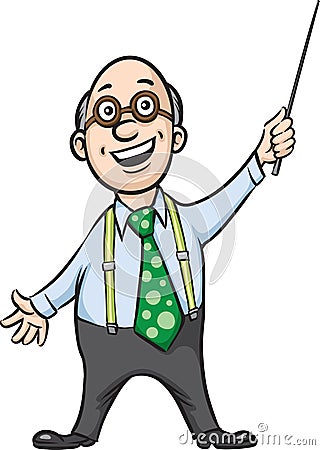 Smiling professor with pointer Vector Illustration