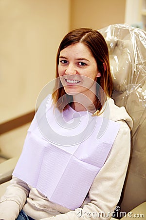 Smiling real dental patient Stock Photo