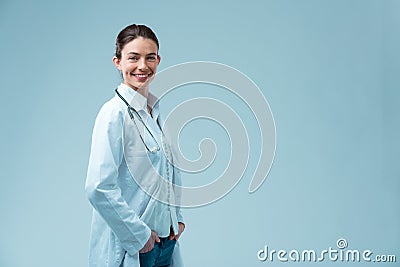 Satisfied doctor smiles reassuringly Stock Photo