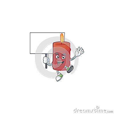 Smiling red candle cute cartoon style bring board Vector Illustration