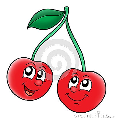 Smiling red cherries Cartoon Illustration