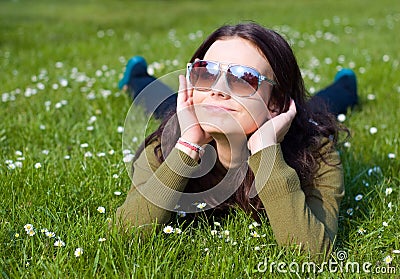 Smiling relaxing girl Stock Photo