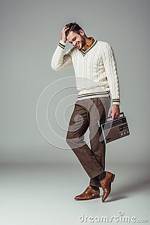 smiling retro styled handsome man Stock Photo