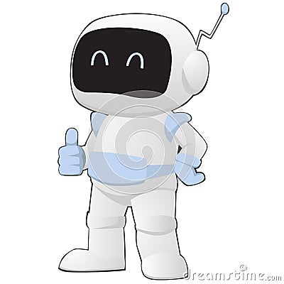 Smiling robot showing thumb up Vector Illustration