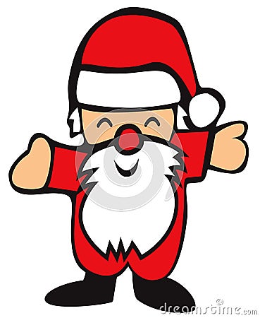 Smiling Santa Claus with arms out on white background - cartoon Vector Illustration