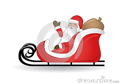 Smiling Santa Claus with sled Vector Illustration