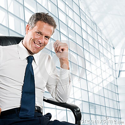 Smiling satisfied businessman Stock Photo