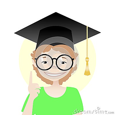 Smiling schoolboy with glasses Vector Illustration