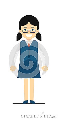 Smiling schoolgirl in blue uniform Vector Illustration