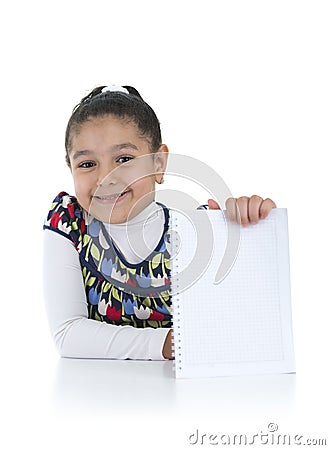 Smiling Schoolgirl with Homework Done Stock Photo