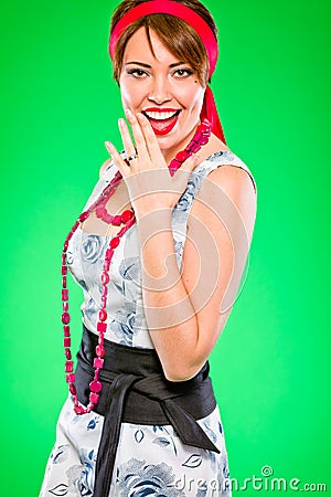 Smiling sensual woman. Pin up and retro style. Stock Photo