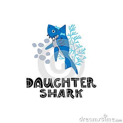 Sharks Family vector set Cartoon Illustration