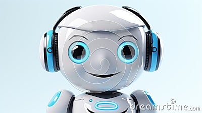 Smiling Smart Robot: 3d Cleaning Robot For Customer Support Stock Photo