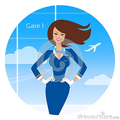 Smiling stewardess Vector Illustration