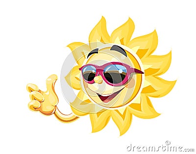 Smiling sun in sunglasses show okay Vector Illustration