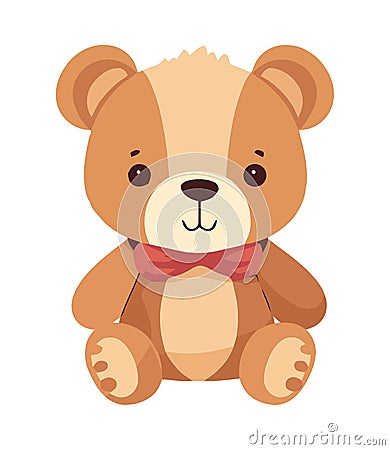 Smiling teddy bear sitting character Vector Illustration