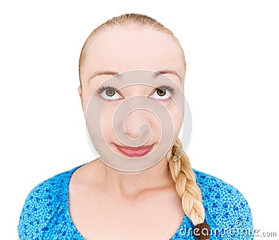 Smiling teenager looking up Stock Photo