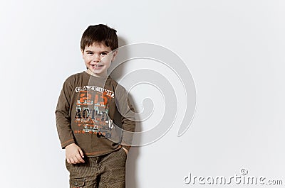 Smiling three year old boy Stock Photo