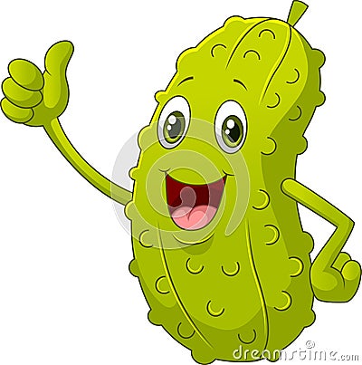 Smiling Thumbs Up Pickle cartoon Vector Illustration