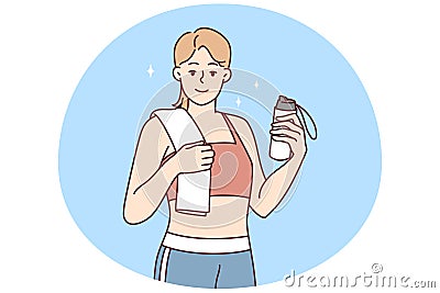 Smiling toned woman in sportswear Vector Illustration