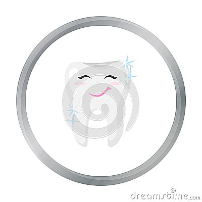 Smiling tooth icon in cartoon style isolated on white background. Dental care symbol stock vector illustration. Vector Illustration