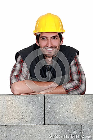 Smiling tradesman Stock Photo