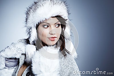 Smiling Winter Woman Stock Photo