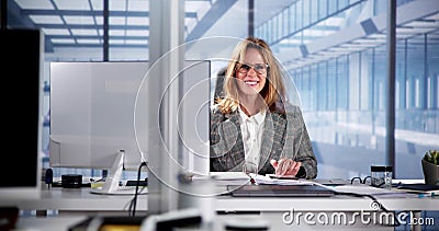 Smiling woman accountant Stock Photo