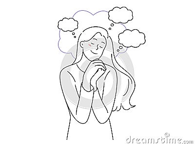 Happy girl daydream visualize happy future Vector Illustration