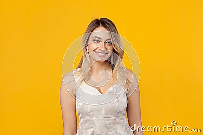 Smiling woman in elegant dress Stock Photo