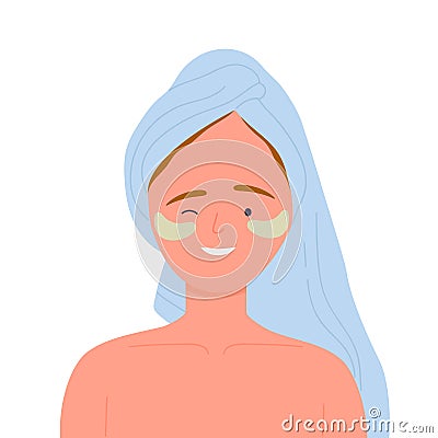 Smiling woman with eyes patches Vector Illustration
