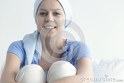 Smiling woman with headscarf Stock Photo