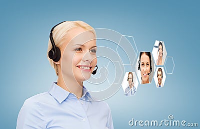 Smiling woman helpline operator Stock Photo