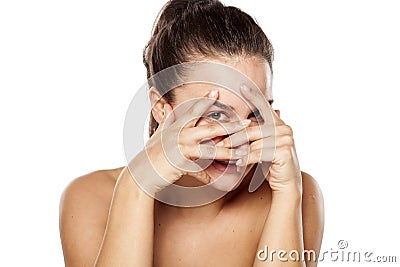 Smiling woman without makeup Stock Photo