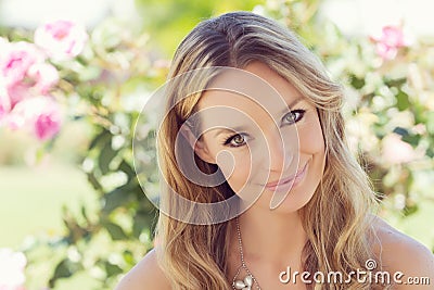 Smiling woman in spring Stock Photo