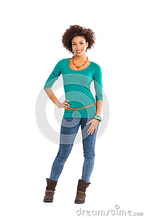 Portrait Of Happy Woman Standing Stock Photo