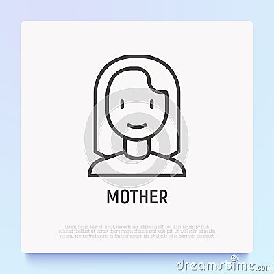 Smiling woman thin line icon. Modern vector illustration of avatar Vector Illustration