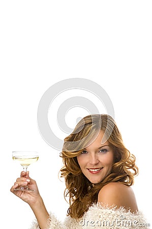 Smiling woman toasting with champagne Stock Photo