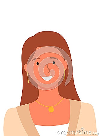 Smiling Woman, Userpic of Online Consultant Helper Vector Illustration