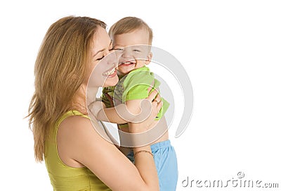 Smiling women with her child Stock Photo