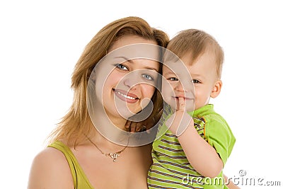 Smiling women with her little child Stock Photo