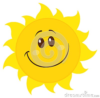 Smiling Yellow Simple Sun Cartoon Mascot Character Vector Illustration