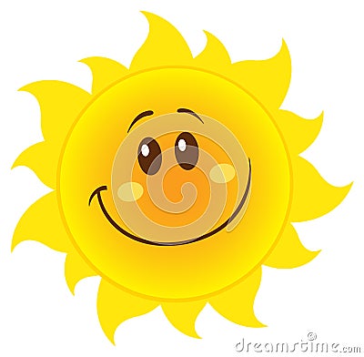 Smiling Yellow Simple Sun Cartoon Mascot Character Vector Illustration