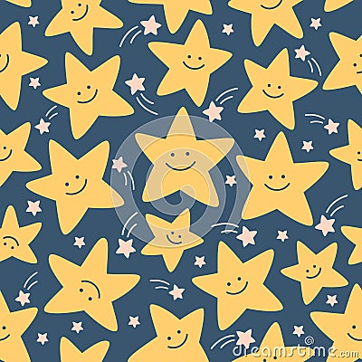 Stars and comets on the sky. Seamless pattern for nursery Stock Photo