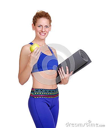 Smiling yoga girl Stock Photo